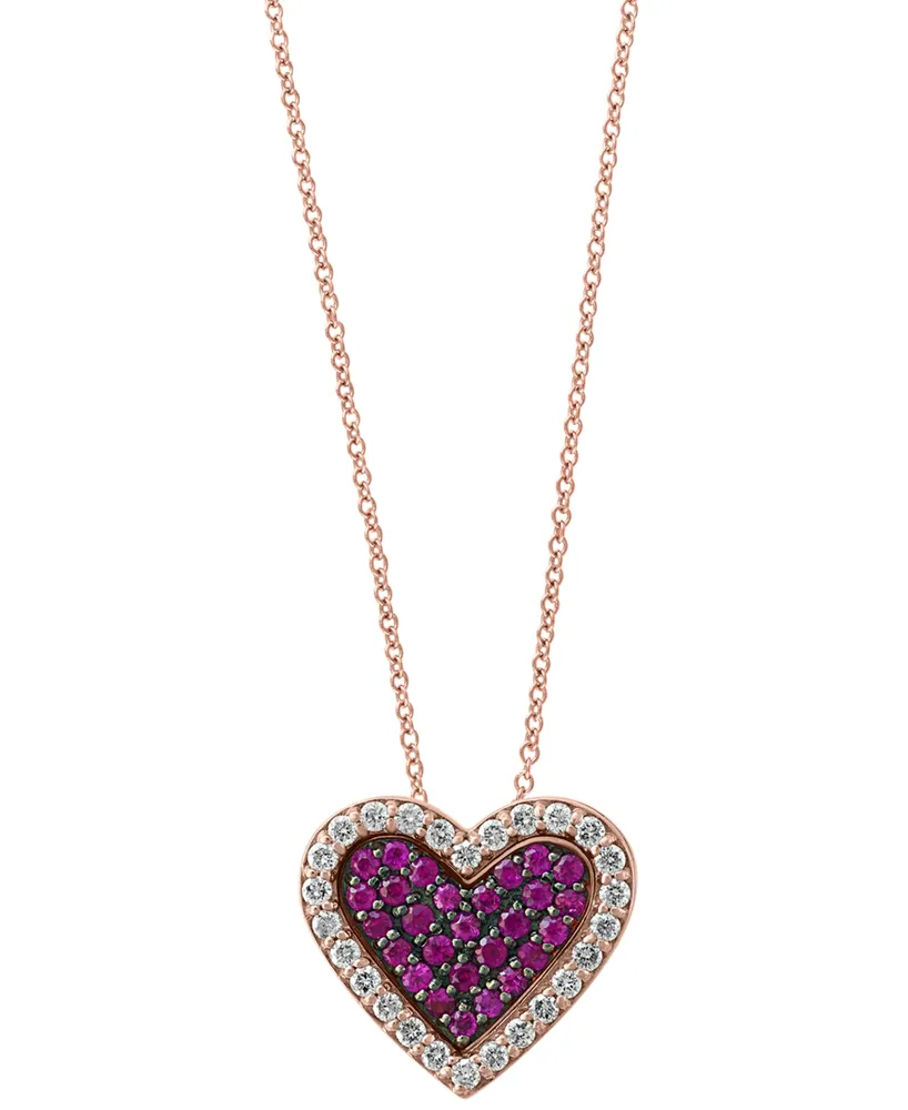 Ruby and Diamond Heart Pendant Necklace | Lee Michaels Fine Jewelry
