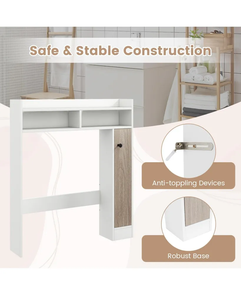 Sugift Bathroom Over the Toilet Floor Storage Organizer with Adjustable Shelves - White