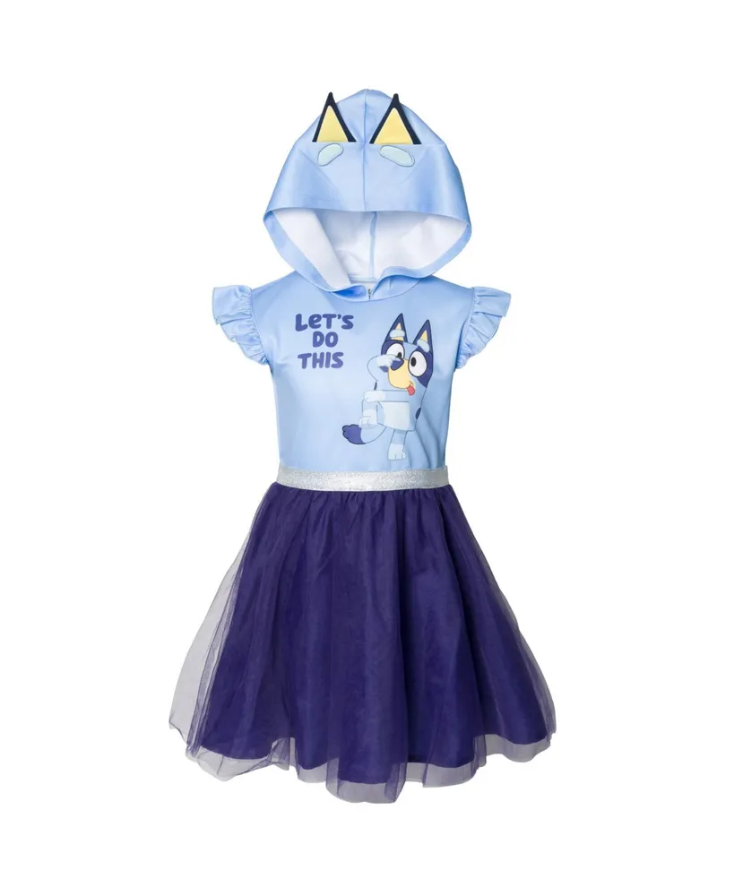 Bluey Girls Mesh Cosplay Short Sleeve Dress Blue Toddler, Child
