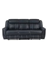 White Label Emilia 86" Double Reclining Sofa with Center Drop-Down Cup Holders