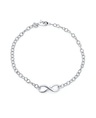 Delicate Minimalist Romantic Eternal Love Knot figure Eight Chain Infinity Bracelet For Women Teen Girlfriend .925 Sterling Silver 7.5"