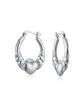Bling Jewelry Bff Love Lightweight Heart Celtic Irish Friendship Claddagh Hoop Earrings Sterling Silver 1 Inch Diameter