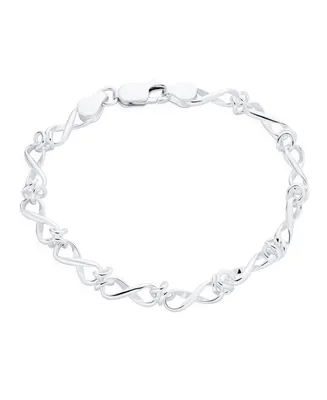 Forever Love Solid Figure Eight Love Knot Multi Infinity Chain Link Bracelets For Women Girlfriend .925 Sterling Silver Wrist 7.5 Inch