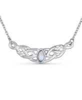 Bling Jewelry Irish Bff Celtic Trinity Friendship Love Knot Color Changing Natural Moonstone Necklace Station Pendant Sterling Silver