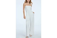 Women's Classic Velour Smocked Sleeveless Jumpsuit