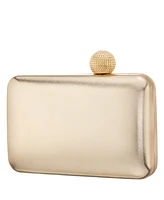 Nina Metallic Minaudiere Handbag with Crystal Clasp