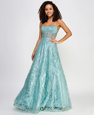 Say Yes Juniors' Glitter Sleeveless Gown, Created for Macy's