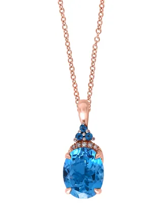 Effy London Blue Topaz (3-1/6 ct. t.w.) & Diamond Accent Oval 18" Pendant Necklace 14k Rose Gold