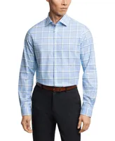 Michael Kors Men's Regular Fit Comfort Stretch Plaid Dress Shirt