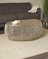 Rosemary Lane 51" x 32" x 17" Aluminum Abstract Oval Open Lattice Work Coffee Table