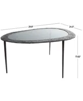 Rosemary Lane 30" x 25" x 18" Aluminum Abstract Oval Shaped Shaded Glass Top and Detailed Engravings Coffee Table