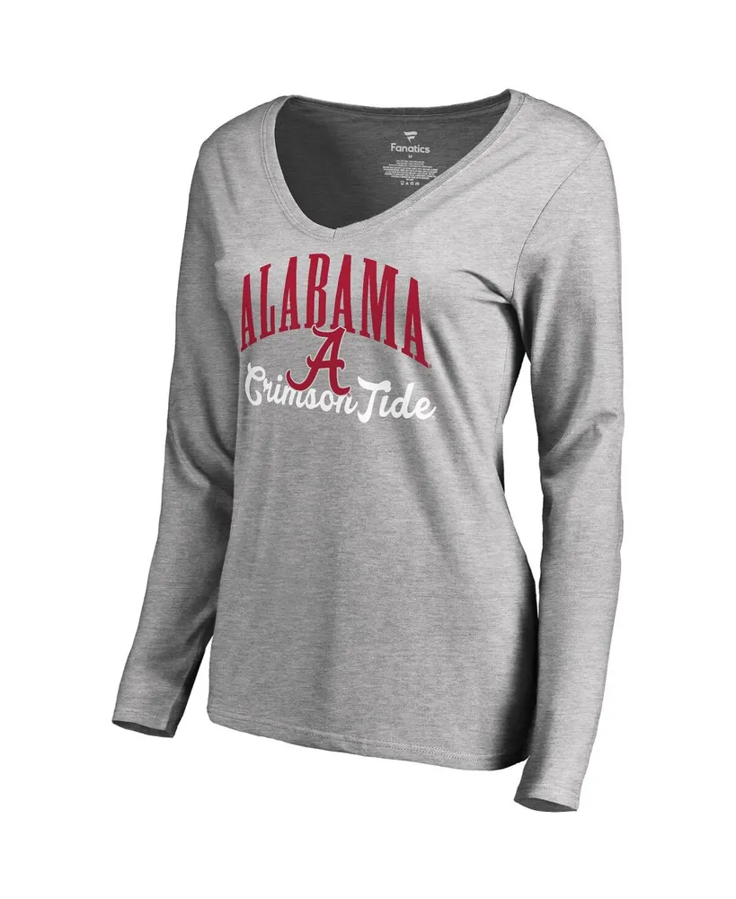 Women's Fanatics Ash Alabama Crimson Tide Victory Script Long Sleeve T-shirt