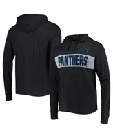 Men's '47 Brand Black Distressed Carolina Panthers Field Franklin Hooded Long Sleeve T-shirt