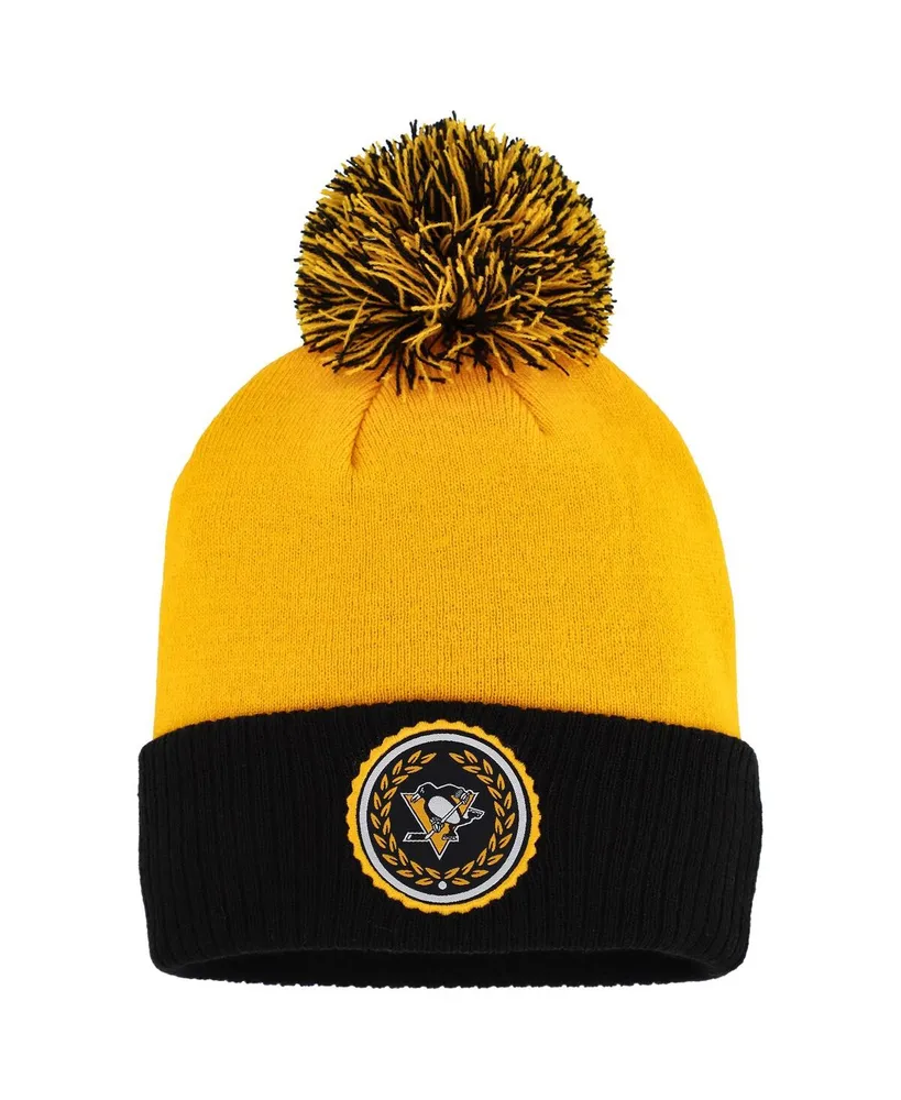 Women's adidas Gold Pittsburgh Penguins Laurel Cuffed Knit Hat with Pom