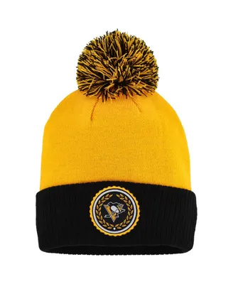 Women's adidas Gold Pittsburgh Penguins Laurel Cuffed Knit Hat with Pom