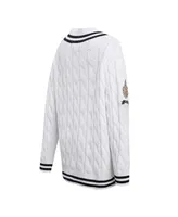 Women's Pro Standard White New Orleans Saints Prep V-Neck Pullover Sweater