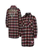 Women's Pro Standard Red, Black Chicago Bulls Prep Plaid Button-Up Shacket