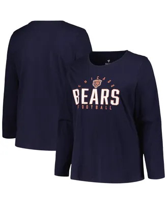 Women's Fanatics Navy Chicago Bears Plus Foiled Play Long Sleeve T-shirt