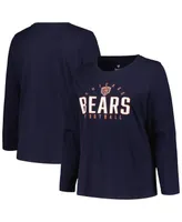 Women's Fanatics Navy Chicago Bears Plus Size Foiled Play Long Sleeve T-shirt