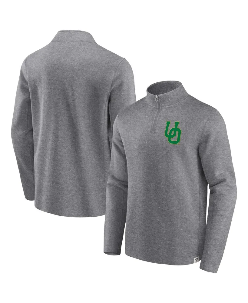 Men's Fanatics Heather Gray Distressed Oregon Ducks Vintage-Like Fleece Quarter-Zip Jacket