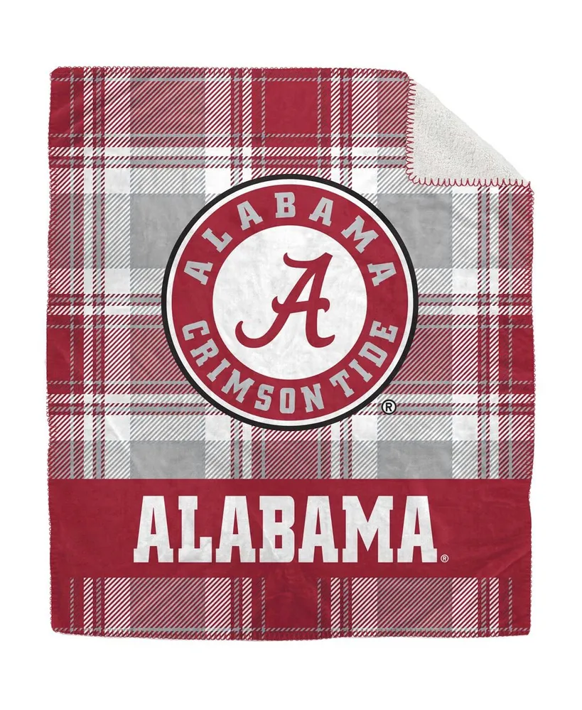 Pegasus Home Fashions Alabama Crimson Tide 50" x 60" Plaid Flannel Sherpa Plush Blanket