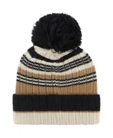 Women's '47 Brand Khaki Michigan Wolverines Barista Cuffed Knit Hat with Pom