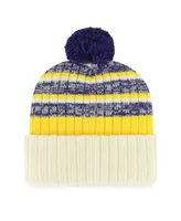 Men's '47 Brand Cream Los Angeles Lakers Tavern Cuffed Knit Hat with Pom
