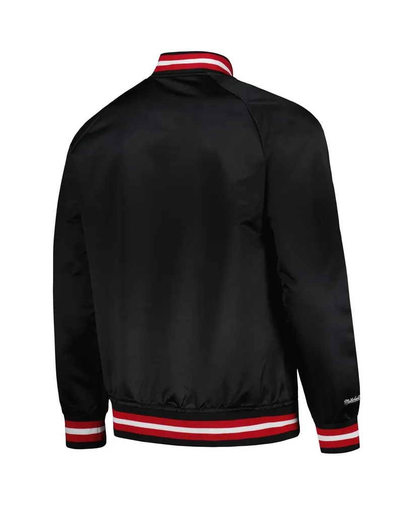 Men's Mitchell & Ness Black Miami Heat Hardwood Classics Throwback Wordmark Raglan Full-Snap Jacket