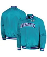 Men's Mitchell & Ness Teal Charlotte Hornets Hardwood Classics Throwback Wordmark Raglan Full-Snap Jacket