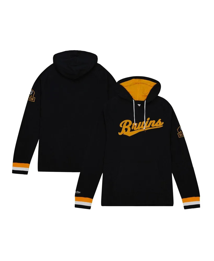 Men's Mitchell & Ness Black Boston Bruins 100th Anniversary Legendary Raglan Pullover Hoodie