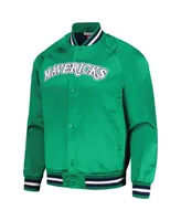 Men's Mitchell & Ness Green Dallas Mavericks Hardwood Classics Throwback Wordmark Raglan Full-Snap Jacket