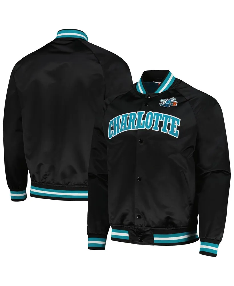 Men's Mitchell & Ness Charlotte Hornets Hardwood Classics Throwback Wordmark Raglan Full-Snap Jacket