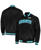 Men's Mitchell & Ness Charlotte Hornets Hardwood Classics Throwback Wordmark Raglan Full-Snap Jacket