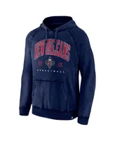 Men's Fanatics Heather Navy Distressed New Orleans Pelicans Foul Trouble Snow Wash Raglan Pullover Hoodie