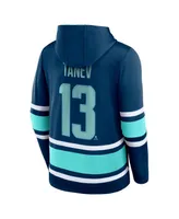 Men's Fanatics Brandon Tanev Deep Sea Blue Seattle Kraken Name and Number Lace-Up Pullover Hoodie