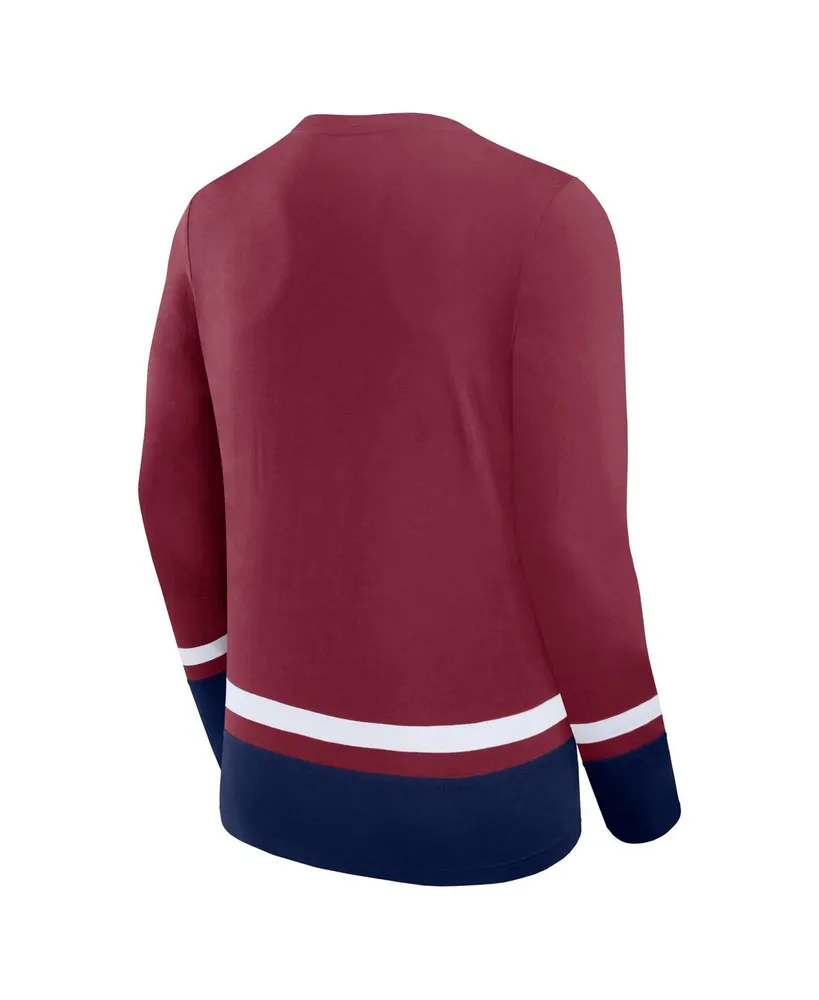 Men's Fanatics Burgundy Colorado Avalanche Back Pass Lace-Up Long Sleeve T-shirt