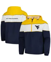 Men's G-iii Sports by Carl Banks Navy West Virginia Mountaineers Center Line Half-Zip Raglan Hoodie Jacket