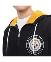 Men's Tommy Hilfiger Black Pittsburgh Steelers Aaron Quarter-Zip Hoodie