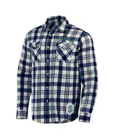 Men's Darius Rucker Collection by Fanatics Navy Seattle Mariners Plaid Flannel Button-Up Shirt