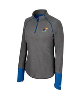 Women's Colosseum Black Kansas Jayhawks Morningside Sleeve Hit Raglan Quarter-Zip Top