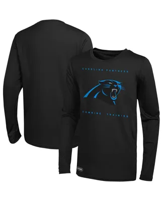Men's Black Carolina Panthers Side Drill Long Sleeve T-shirt