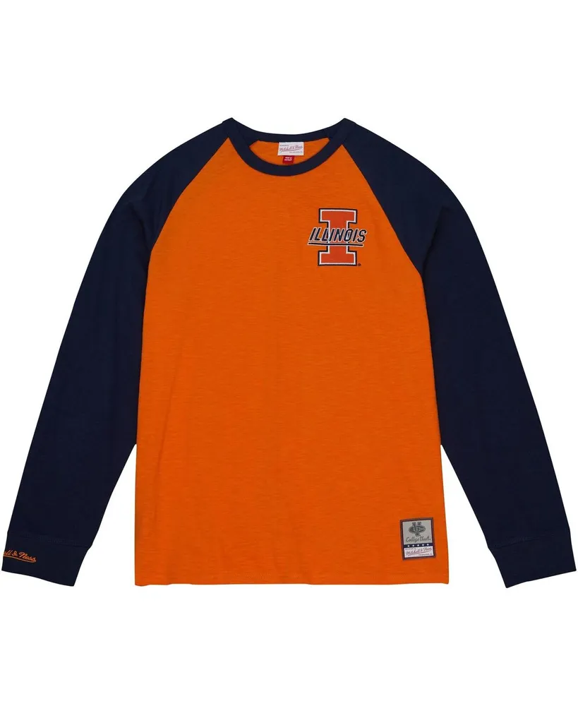 Men's Mitchell & Ness Orange Illinois Fighting Illini Legendary Slub Raglan Long Sleeve T-shirt