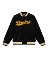 Men's Mitchell & Ness Black Boston Bruins 100th Anniversary Satin Raglan Full-Snap Jacket