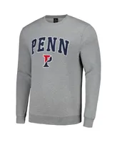 Men's Colosseum Heather Gray Pennsylvania Quakers Arch and Logo Pullover Sweatshirt