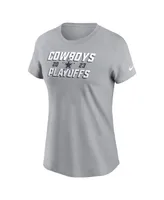 Women's Nike Gray Dallas Cowboys 2023 Nfl Playoffs Iconic T-shirt