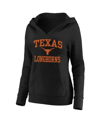 Women's Champion Black Texas Longhorns Plus Heart & Soul Notch Neck Pullover Hoodie