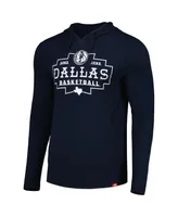 Men's and Women's Sportiqe Navy Dallas Mavericks Rowan Tri-Blend Long Sleeve Hoodie T-shirt