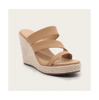 Kaanas Monarch Strappy Leather Espadrille Wedge