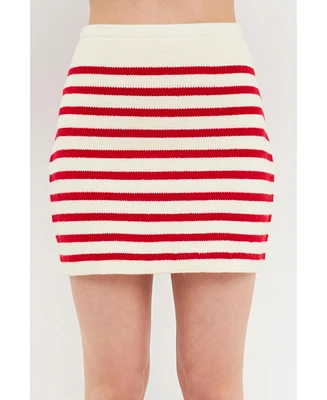 English Factory Women's Knit Striped Mini Skirt