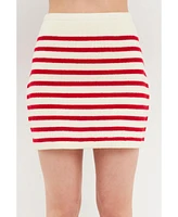 English Factory Women's Knit Striped Mini Skirt